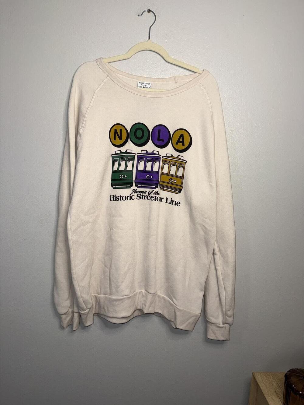 Where I'm From NOLA Streetcar Sweatshirt Women's XL NWT New Orleans Graphic - Picture 2 of 6